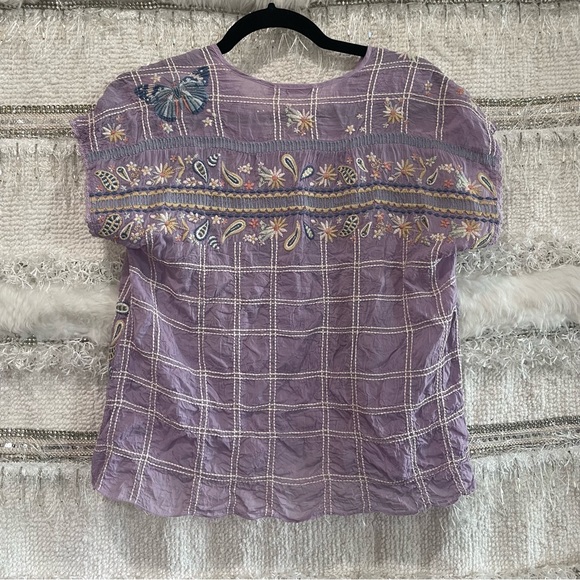 Johnny Was Paise Blouse Lavender Purple with Embroidering - Picture 8 of 12